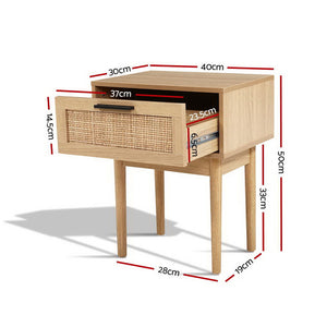 Bedside Tables Side Table Rattan Drawers Nightstand
