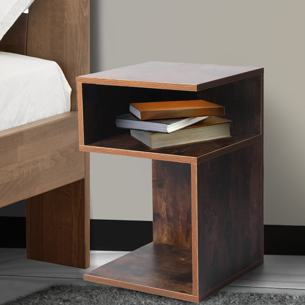 Bedside 2x Tables Wood Side End Oak