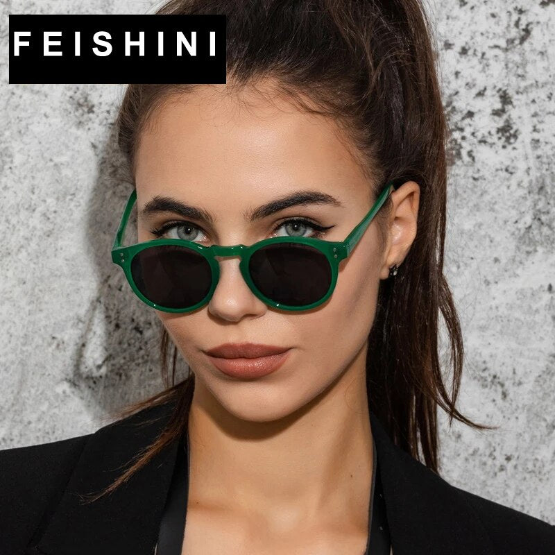 FEISHINI Oculos masculino Small Frames Eyewear UV Protector Steampunk Personality Star Men's Sunglasses Women Polarized Vintage