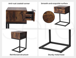 Bedside Tables Side End Table Wood Nightstand Storage Drawers Cabinet