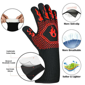 Heat Proof Resistant Oven BBQ Gloves 35cm Kitchen Cooking Silicone Mitt