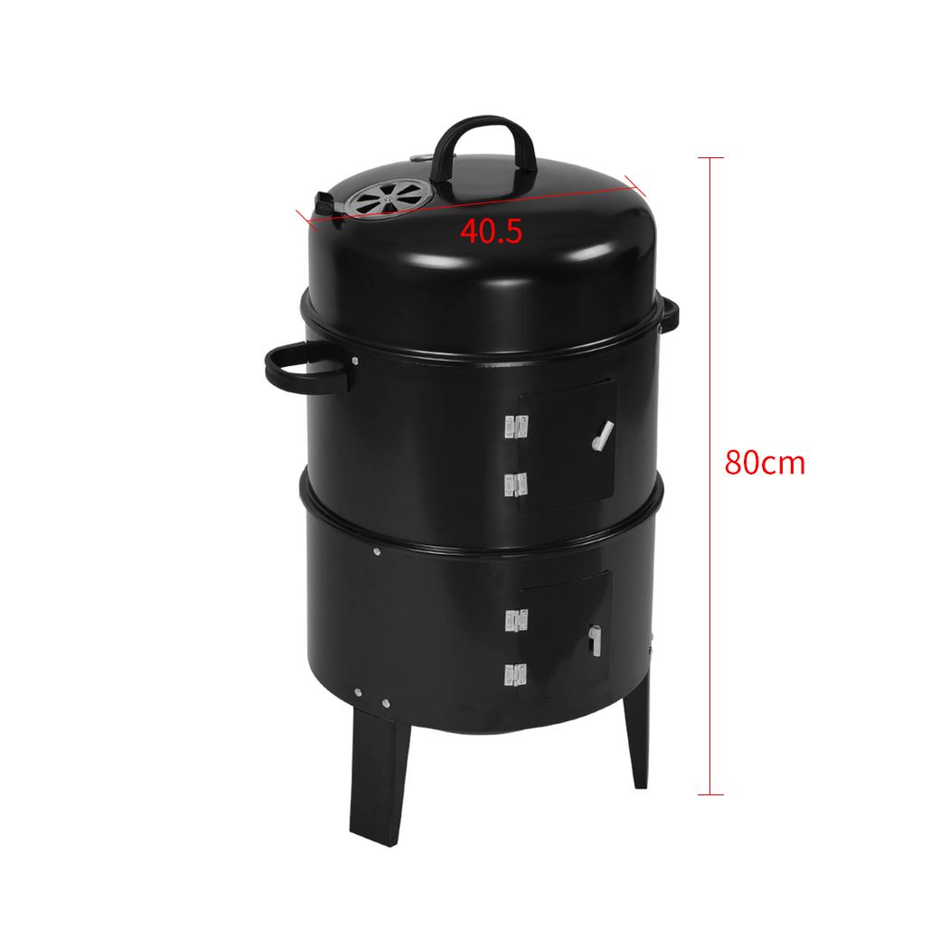 3in1 Charcoal BBQ Grill Smoker Portable Outdoor Barbecue Roaster Steel Camping