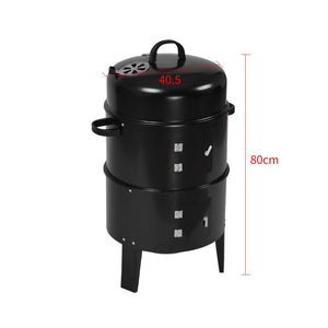 3in1 Charcoal BBQ Grill Smoker Portable Outdoor Barbecue Roaster Steel Camping