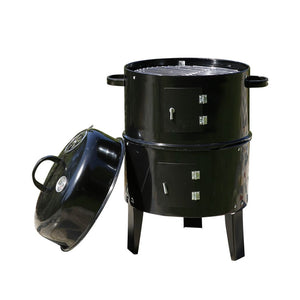 3in1 Charcoal BBQ Grill Smoker Portable Outdoor Barbecue Roaster Steel Camping