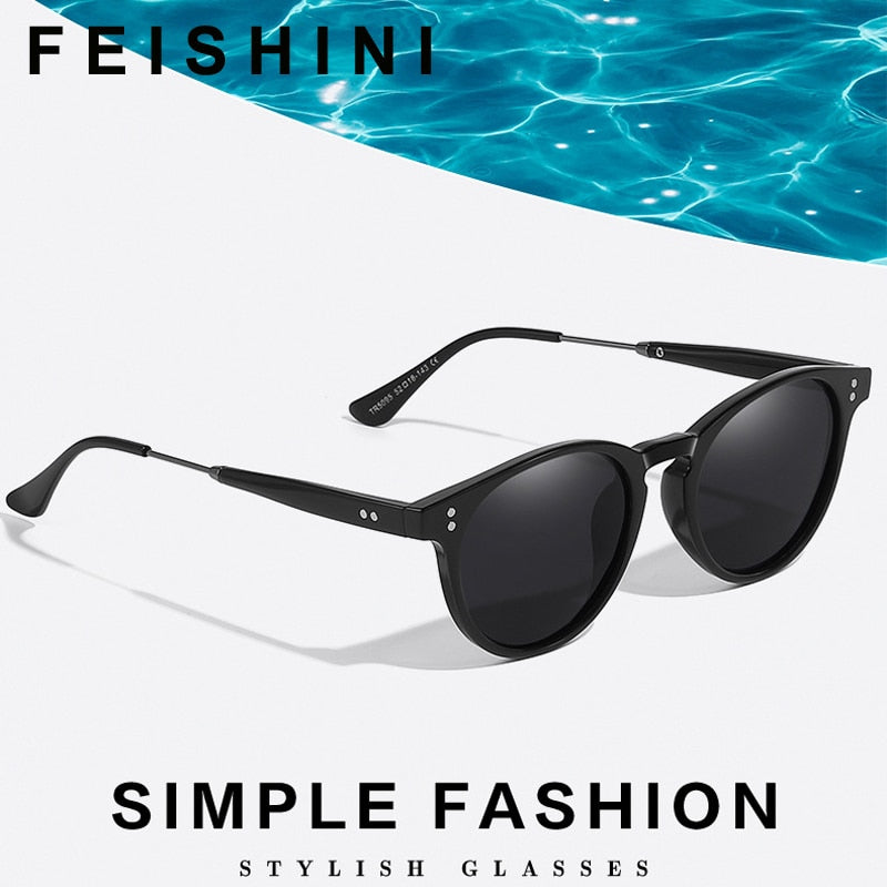 FEISHINI Oculos masculino Small Frames Eyewear UV Protector Steampunk Personality Star Men's Sunglasses Women Polarized Vintage